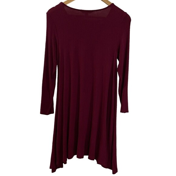 American Eagle Soft & Sexy Long Sleeve Burgundy‎ Ribbed Swing Mini Dress Size M - Picture 2 of 10